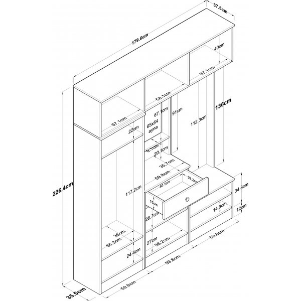 Mendy hallmöbel - Vit Mendy hallmöbel - Vit