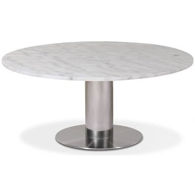 Next runt soffbord i marmor D105 cm - Borstad stål / Marmor (Vit)