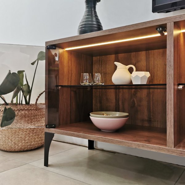 Banc multimédia Olympos - Noyer Banc multimédia Olympos - Noyer