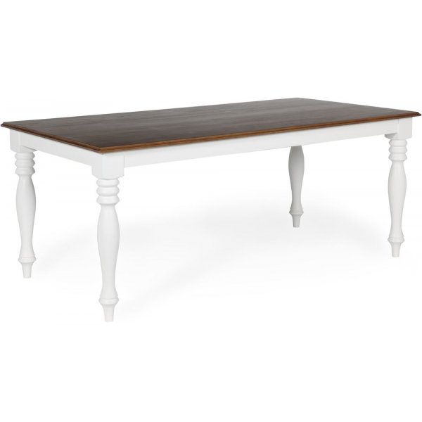 Table  manger 180x93 cm - Teint blanc/marron - Victoria + Pieds de meubles