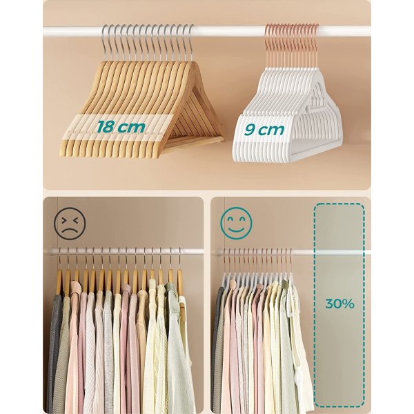 Cintre, velours, 43,5 cm, paquet de 50 - Blanc/rose Cintre, velours, 43,5 cm, paquet de 50 - Blanc/rose