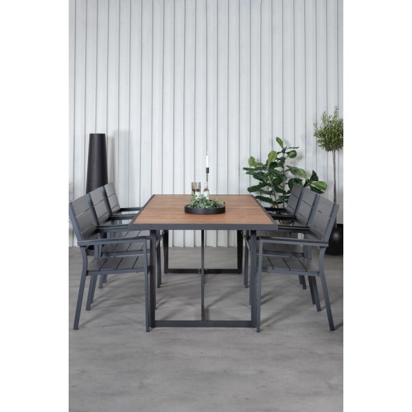 Khung utematgrupp med 6 st Levels stolar - Svart/Natur Khung utematgrupp med 6 st Levels stolar - Svart/Natur