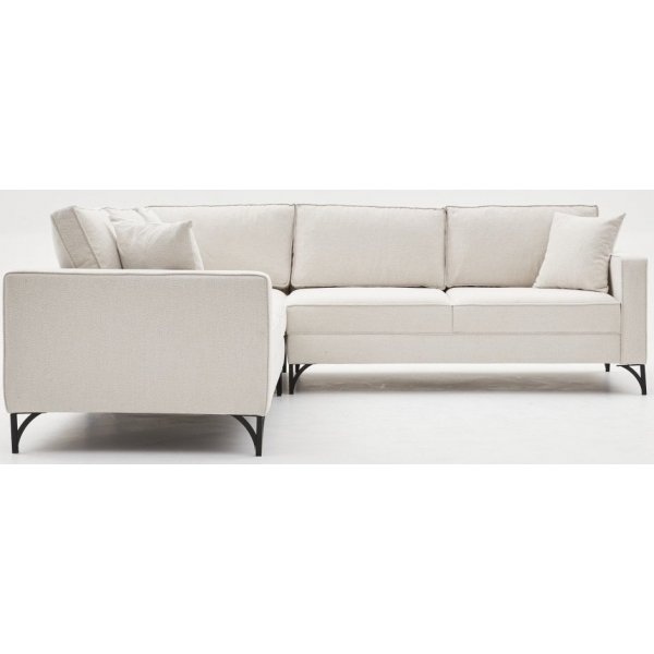 Canapé d'angle Berlin - Blanc crème/noir Canapé d'angle Berlin - Blanc crème/noir