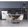 Plaza matgrupp, marmorbord med 4 st Plaza sammetsstolar - Beige/Vit/Krom