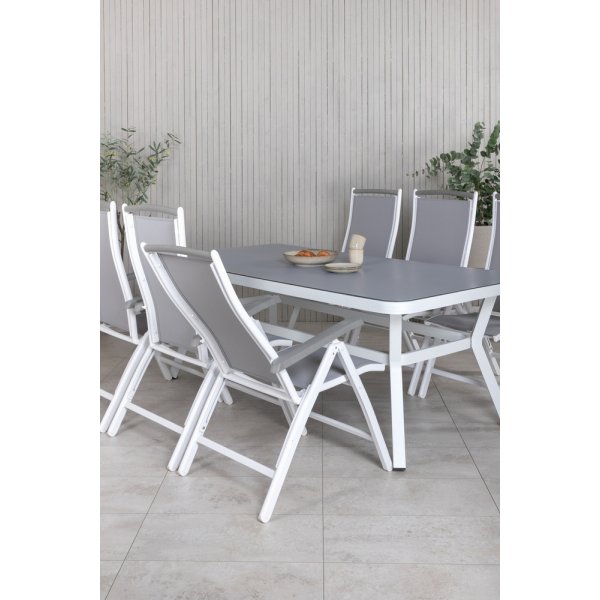 Virya utematgrupp med 6 st Albany stolar - Vit/Grå Virya utematgrupp med 6 st Albany stolar - Vit/Grå