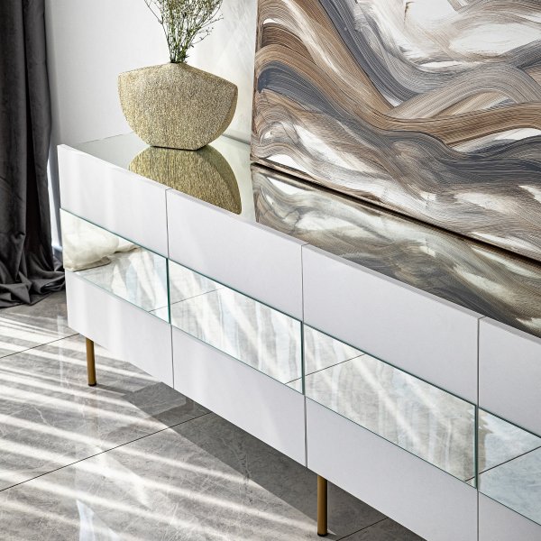 Banc média Leon - Blanc/or Banc média Leon - Blanc/or