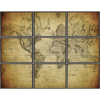 Tavla The World vrldskarta 180x120 cm - Svart ram