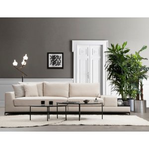 Line 4-sits soffa med sidobord - Beige