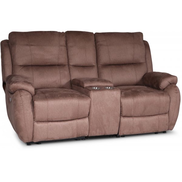 Canap Enjoy Hollywood Cinema - Fauteuil inclinable 2 places (lectrique) en tissu microfibre marron