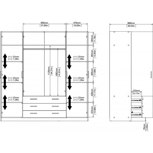 Armoire Sprint avec 4 portes et 3 tiroirs - Blanc Armoire Sprint avec 4 portes et 3 tiroirs - Blanc