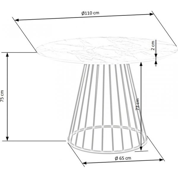 Broadway ronde eettafel 110 cm in wit marmerfineer