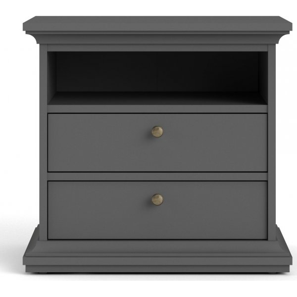 Paris nachtkastje met 2 lades en 1 open vak - Grijs