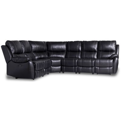 Enjoy Chicago recliner-hörnsoffa - 6-sits (el) i svart konstläder
