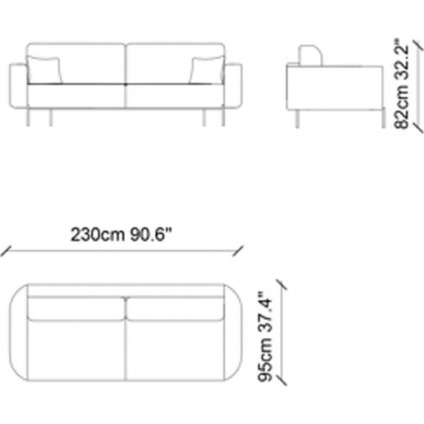 Mint 3-sits soffa - Puderrosa