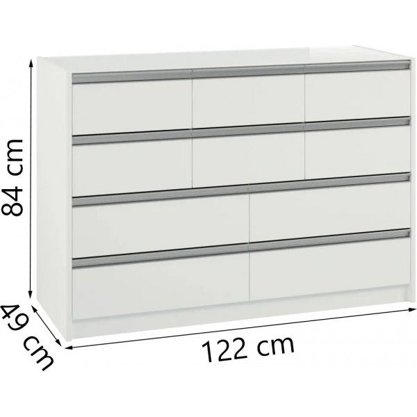 Skyline byrå med 10 lådor - Vit Skyline byrå med 10 lådor - Vit