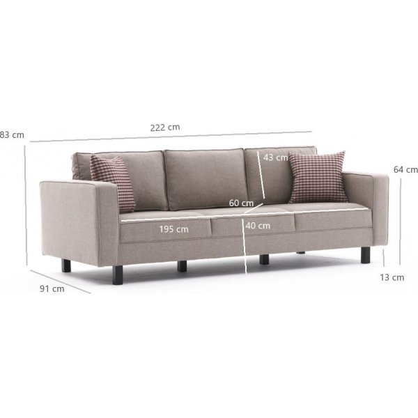 Canapé 3 places Kale - Lin blanc crème Canapé 3 places Kale - Lin blanc crème