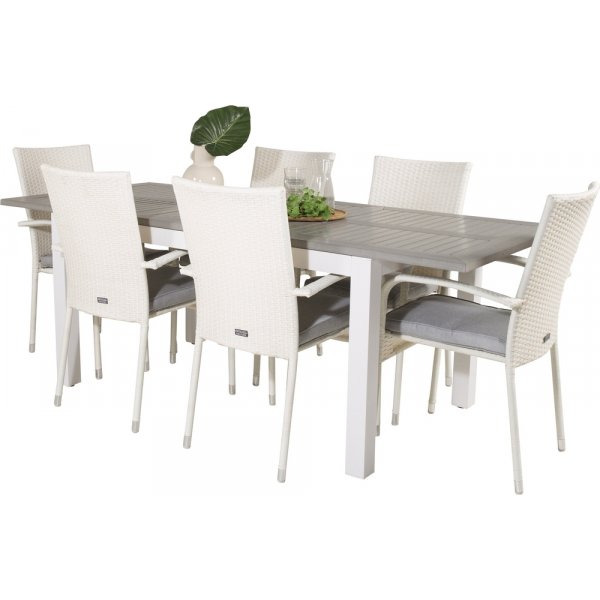 Albany utematgrupp med 6 st Anna stolar - Vit/Gr