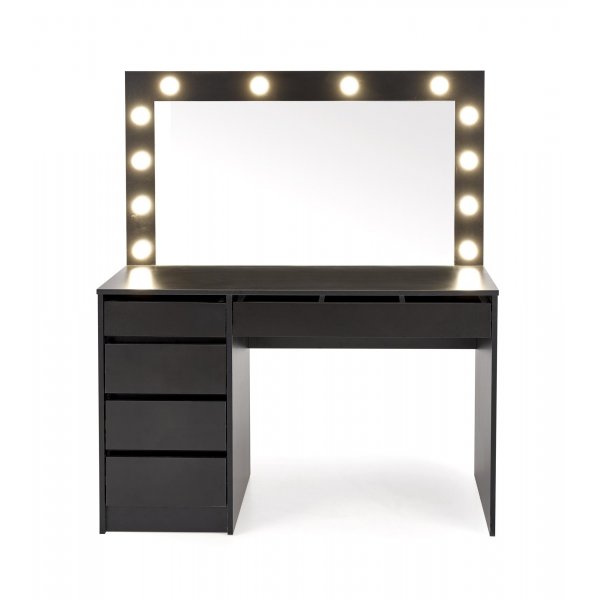 Facada svart sminkbord med spegel och LED-belysning Facada svart sminkbord med spegel och LED-belysning