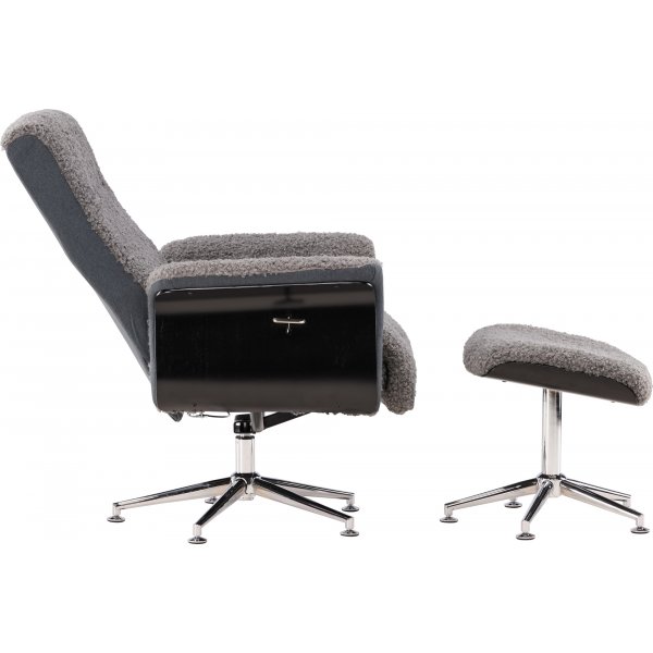 Relaxfauteuil met voetenbank - Grijs - Hagn + Vlekverwijderaar voor meubels