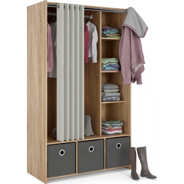 Lola garderob - Ek/beige/grå Lola garderob - Ek/beige/grå