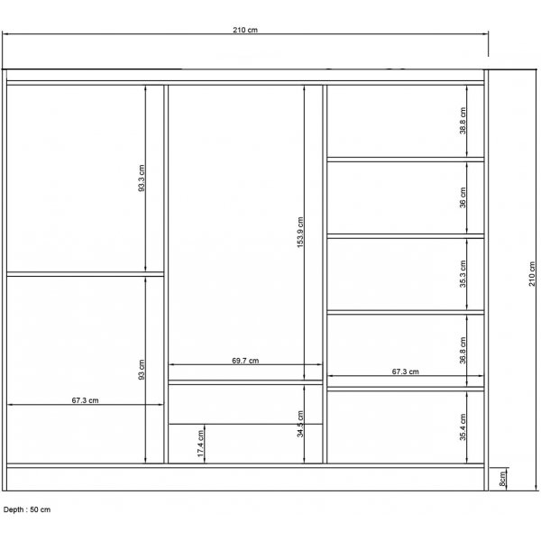 Lavinia garderob 210 x 50 x 210 cm - Antracit Lavinia garderob 210 x 50 x 210 cm - Antracit