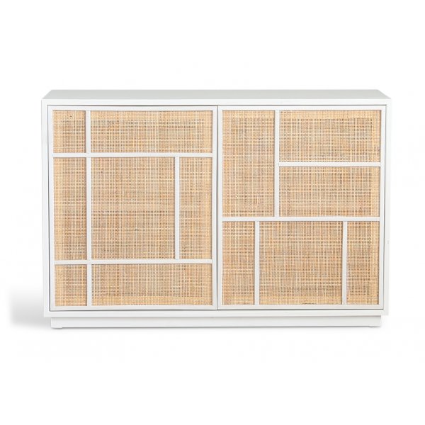 Buffet Stockholm 120 cm de large blanc avec rotin