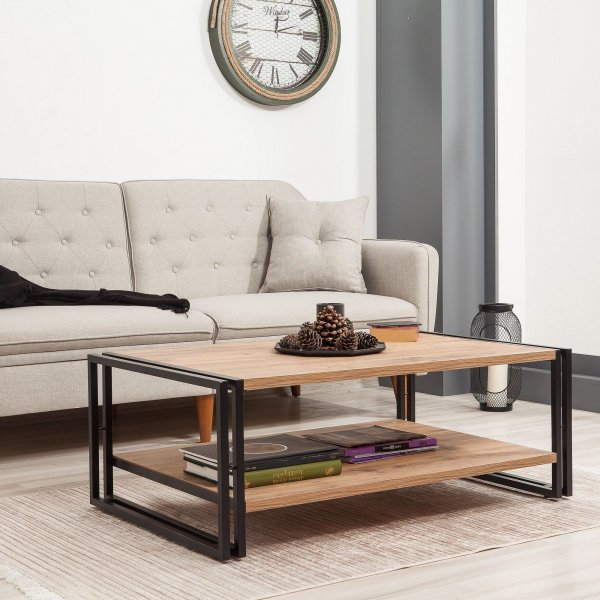 Table basse Cosmo Rectus 110 x 70 cm - Pin/noir