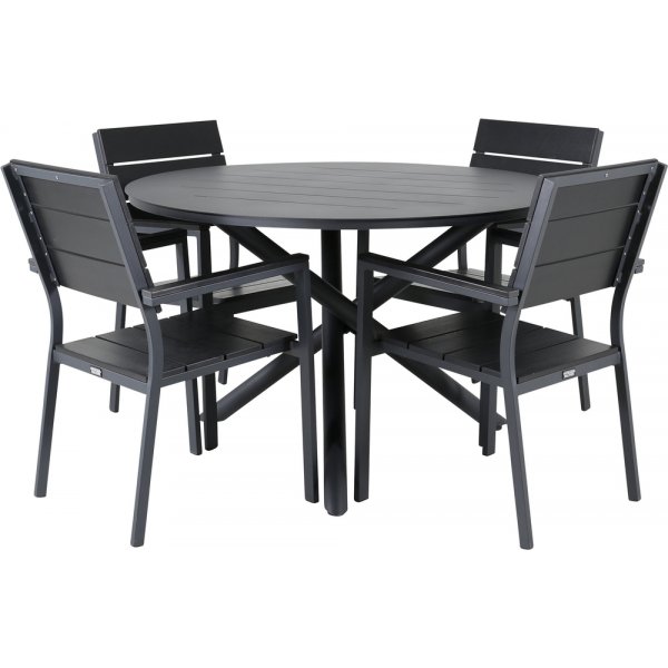 Alma utematgrupp med 4 st Levels stolar - Svart