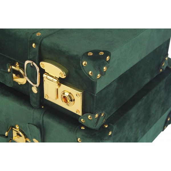 Petit vintage koffert set om 2 st - Mörkgrön (Sammet) Petit vintage koffert set om 2 st - Mörkgrön (Sammet)