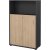 Bibliothque basse avec portes Sign - Gris mat/hickory