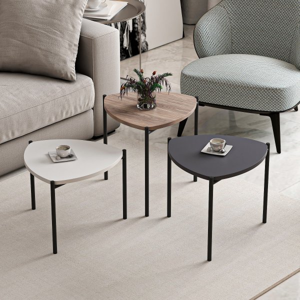 Table Lenny 45 x 45 cm - Blanc/anthracite/noyer