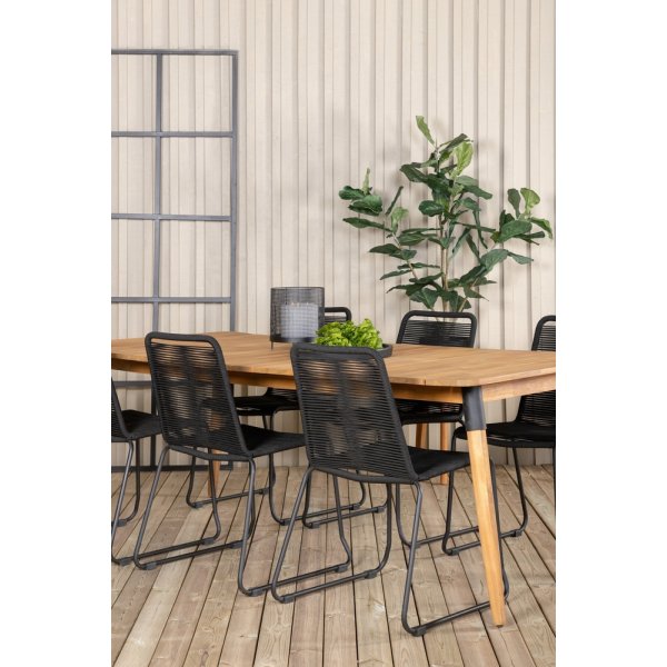 Julian utematgrupp med 6 st Lindos stolar - Svart/Natur Julian utematgrupp med 6 st Lindos stolar - Svart/Natur