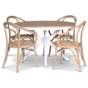 Groupe alimentaire Troms; table  manger ronde Blanc / Chne avec 4 chaises Danderyd No.30 frame Whitewash