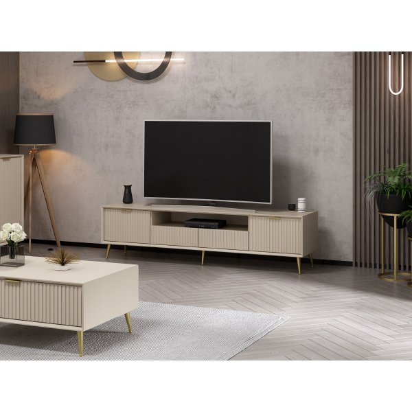 Meuble TV Bazal avec pieds - Beige Meuble TV Bazal avec pieds - Beige