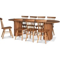 Ekholma ovalt matgrupp 240 cm inkl 8 st Trestle pinnstol - Oljad ekfanér Ekholma ovalt matgrupp 240 cm inkl 8 st Trestle pinnstol - Oljad ekfanér