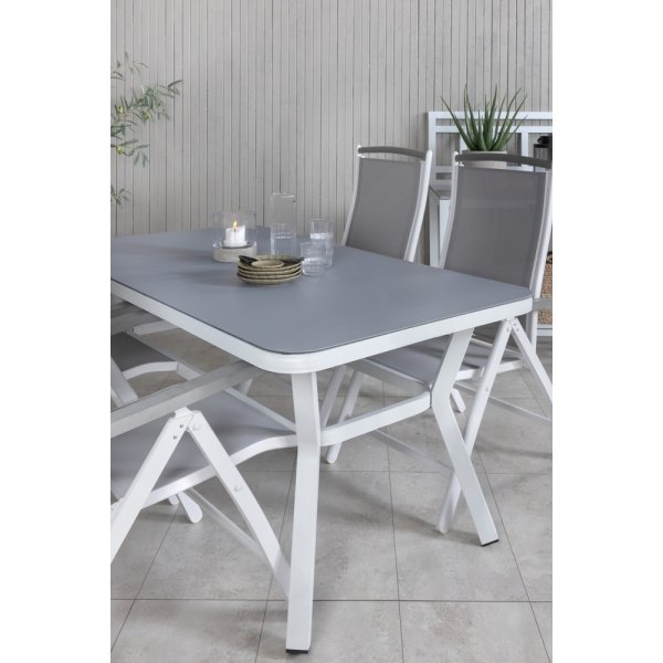 Ensemble de salle  manger d'extrieur Virya avec 4 chaises Albany - Gris/Blanc