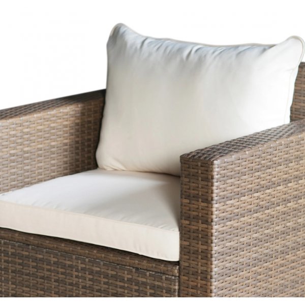 Yngsjö utegrupp; 3-sits soffa med bord och 2 st fåtöljer - Brun konstrotting Yngsjö utegrupp; 3-sits soffa med bord och 2 st fåtöljer - Brun konstrotting