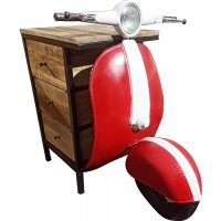 Vintage Vespa byrå/sängbord - Röd/vit Vintage Vespa byrå/sängbord - Röd/vit