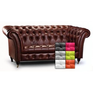 Canap Chesterfield Tsar 2 places en tissu - N'importe quelle couleur !