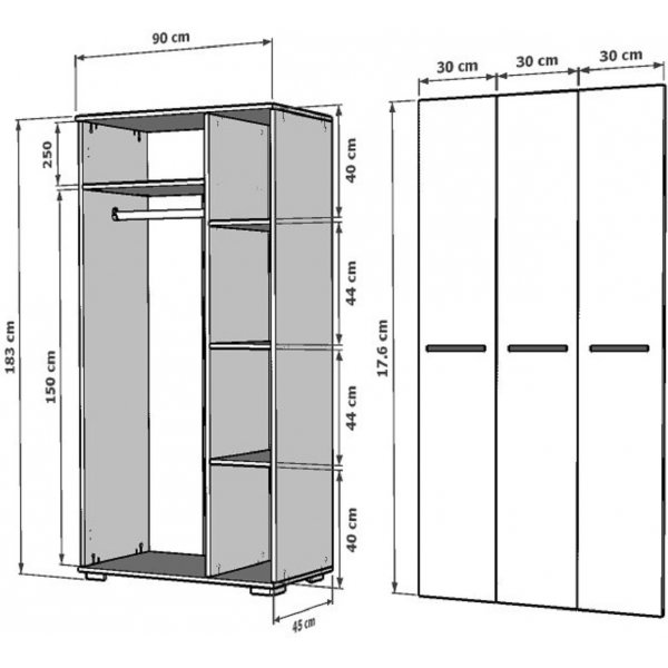 Armoire Asimo 90 x 45 x 183 cm - Blanc Armoire Asimo 90 x 45 x 183 cm - Blanc