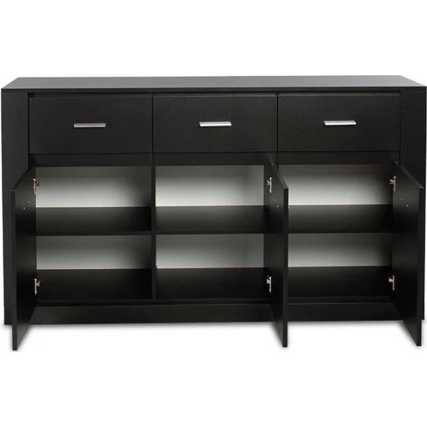 Mervyn svart skänk 160 cm bred + Textilrengöring för möbler Mervyn svart skänk 160 cm bred + Textilrengöring för möbler