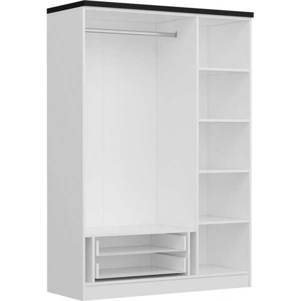 Armoire Rizada 135 cm - Blanc/noir