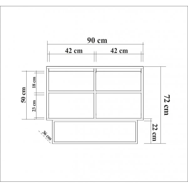 Walnoten dressoir 90 cm breed + Meubelpoten