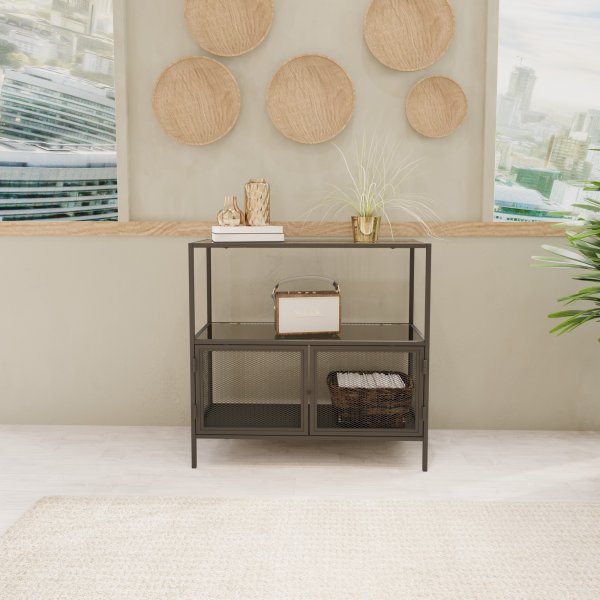 Table relief Tatu 80 x 30 cm - Noir/verre fumé Table relief Tatu 80 x 30 cm - Noir/verre fumé