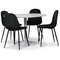 Seat matgrupp, runt matbord med 4 st Carisma sammetsstolar - Vit/Grön Seat matgrupp, runt matbord med 4 st Carisma sammetsstolar - Vit/Grön