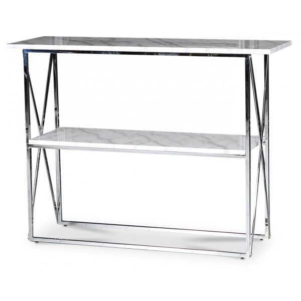 Paladium konsolbord 110 x 35 cm - Krom / Ljus marmor