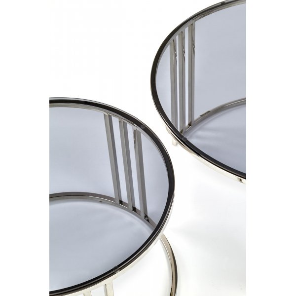 Table basse Verado Ø60/80 cm - Verre fumé/chrome Table basse Verado Ø60/80 cm - Verre fumé/chrome
