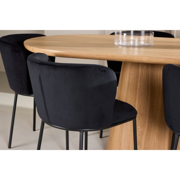 Matbord Stjärnö med 6 st Edina stolar - Svart + 4.00 x Möbeltassar Matbord Stjärnö med 6 st Edina stolar - Svart + 4.00 x Möbeltassar
