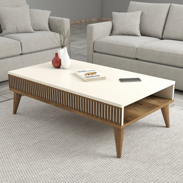 Milan soffbord 105 x 60 cm - Valnöt/cream Milan soffbord 105 x 60 cm - Valnöt/cream