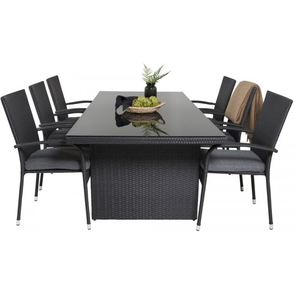 Padova utematgrupp med 6 st Anna stolar - Svart